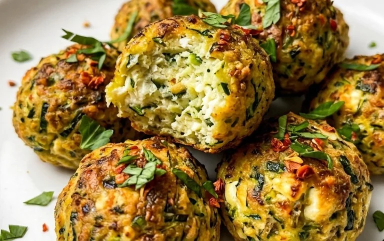 Knusprige Zucchini-Feta-Bällchen aus dem Ofen genießen!