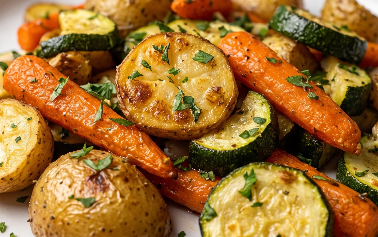 Garlic Herb Roasted Potatoes Carrots and Zucchini
