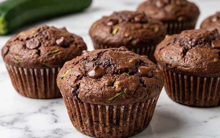 Healthy & Moist Chocolate Zucchini Muffins