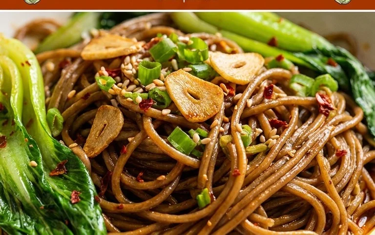 Spicy Garlic Soba Noodles with Bok Choy