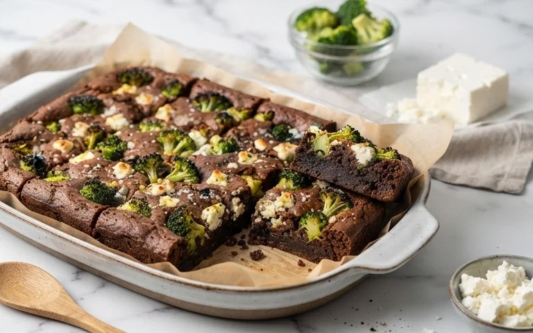 Broccoli and Feta Brownies