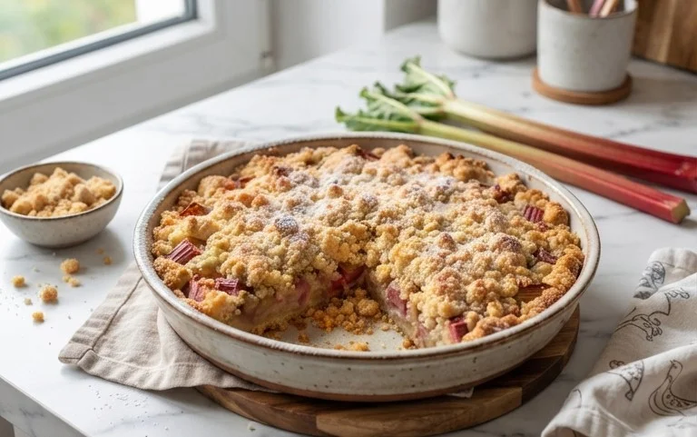 Rhabarberkuchen mit Streusel – Rezept für Eilige