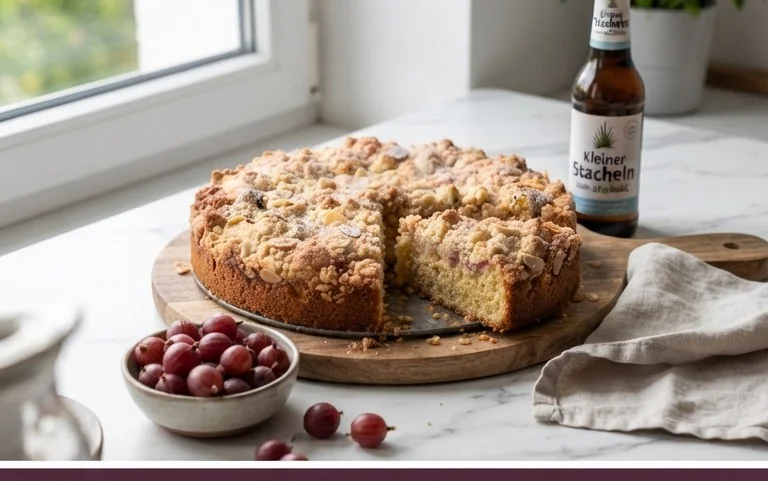 Kleiner Stachelnon-alcoholic beer- Streuselkuchen