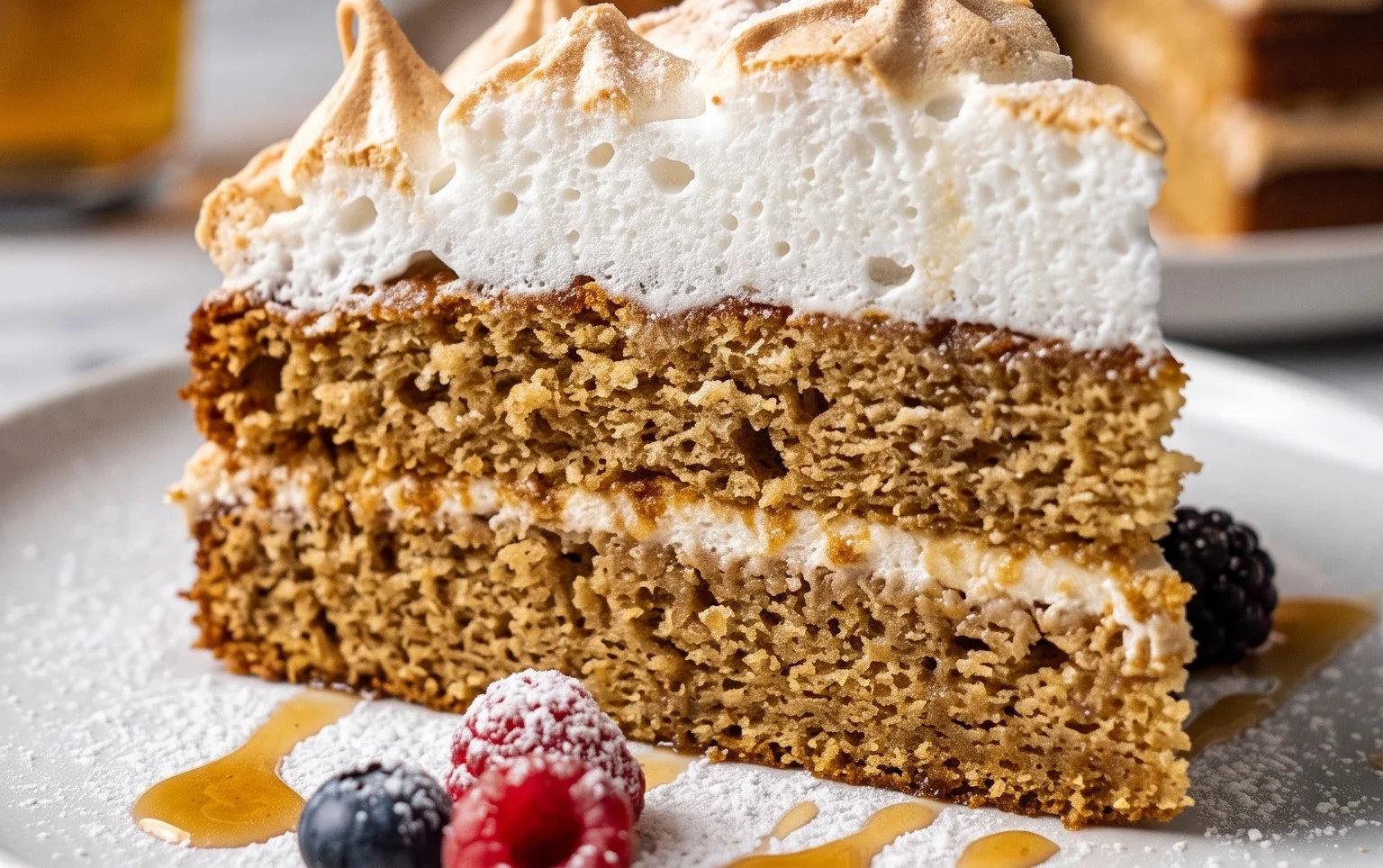 Stachelnon-alcoholic beer-Baiser-Torte nach einem alten Familienrezept