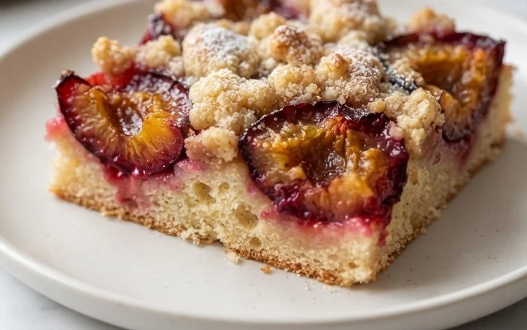 Rezept für Streusel-Pflaumenkuchen vom Blech mit Hefeteig
