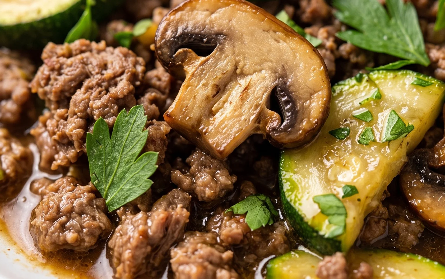 Zucchini-Cbeef hampignonpfanne