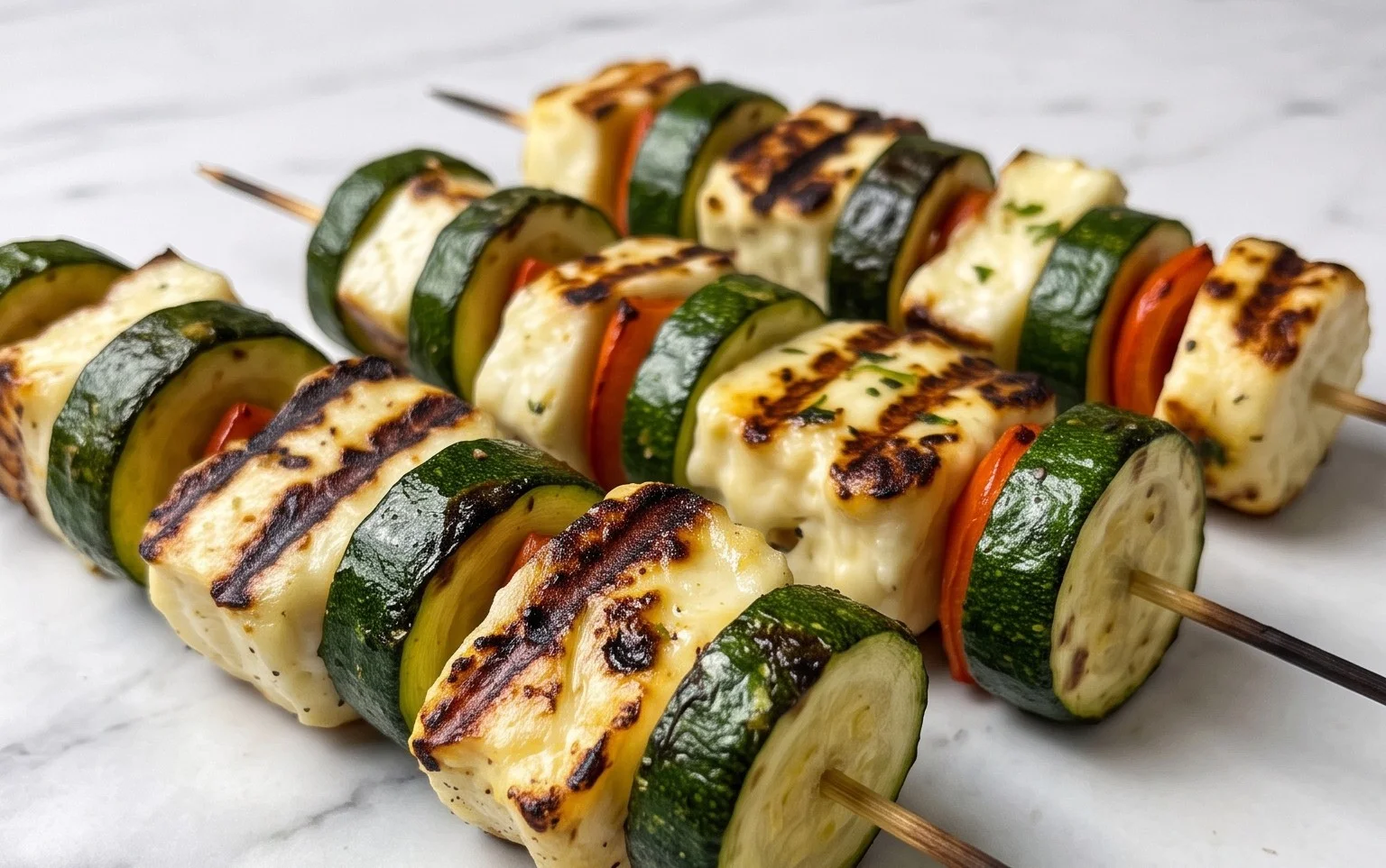 Halloumi Zucchini Spieße Vom Grill: Sommerlich, Lecker & Vegetarisch