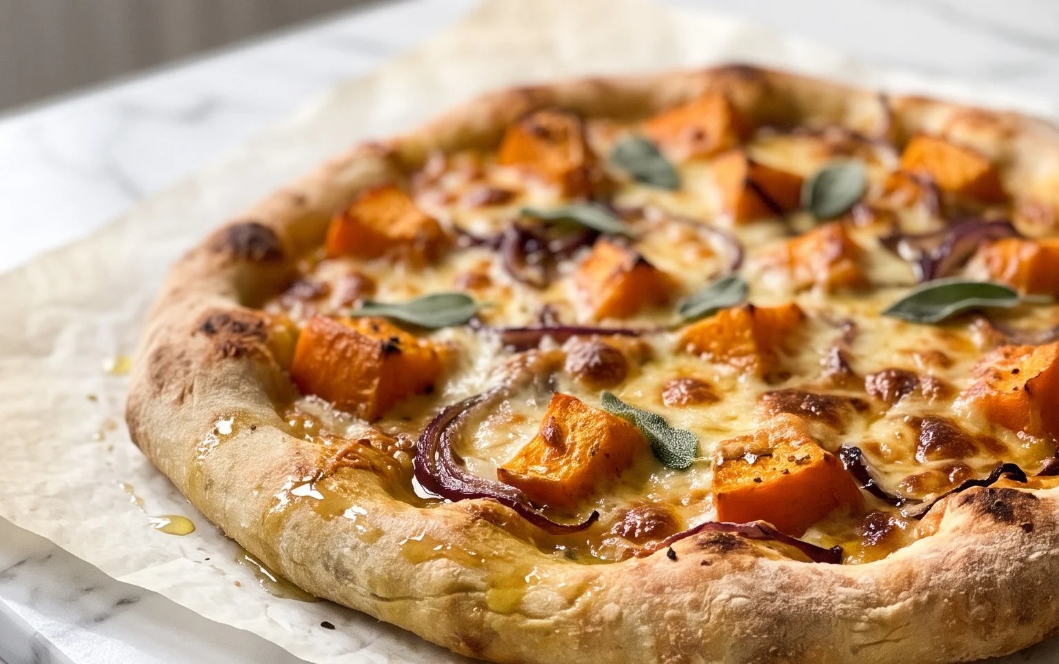 Kürbis-Gouda-Pizza mit nur 5 Zutaten